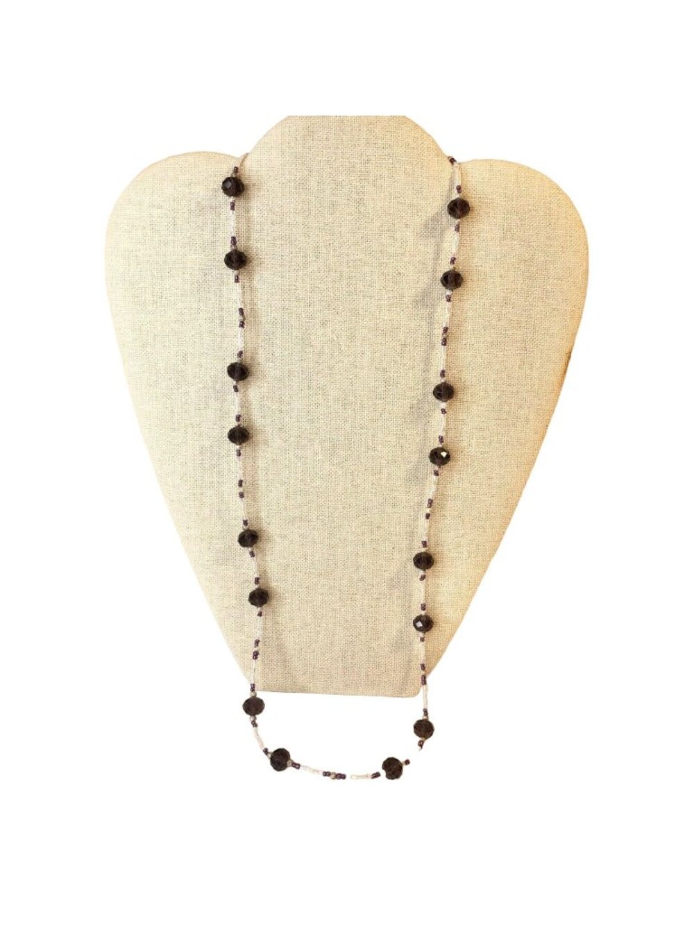 Handmade Boho Jewelry Purple & Crystal Glass Bead Necklace With Toggle Clasp